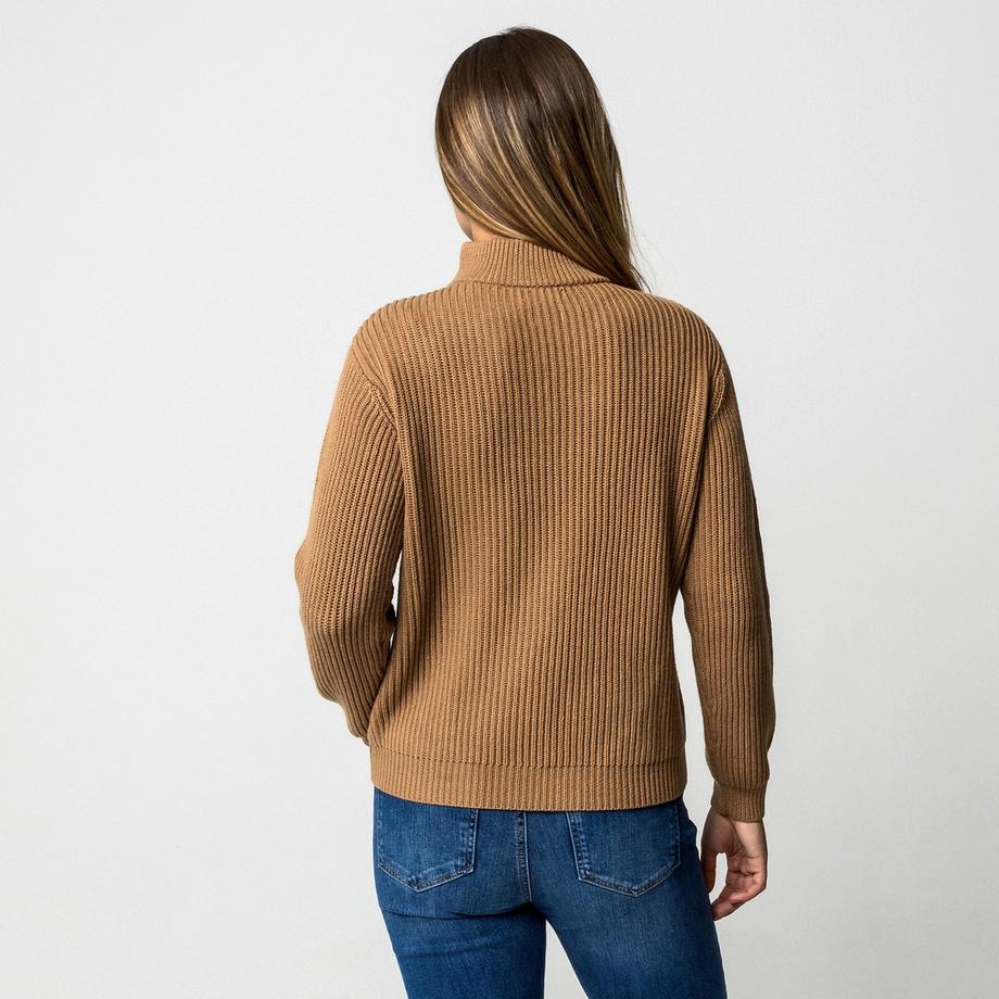 Manor Woman Pull en maille côtelée à demi-zip  