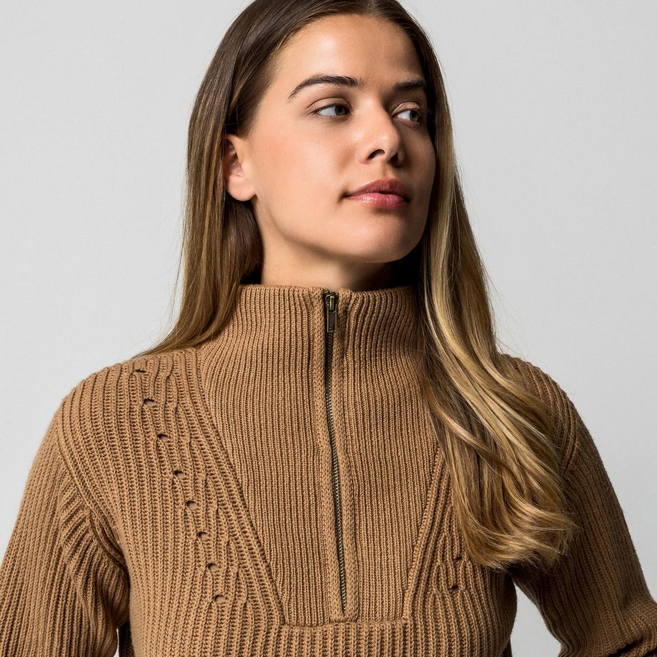 Manor Woman Pull en maille côtelée à demi-zip  