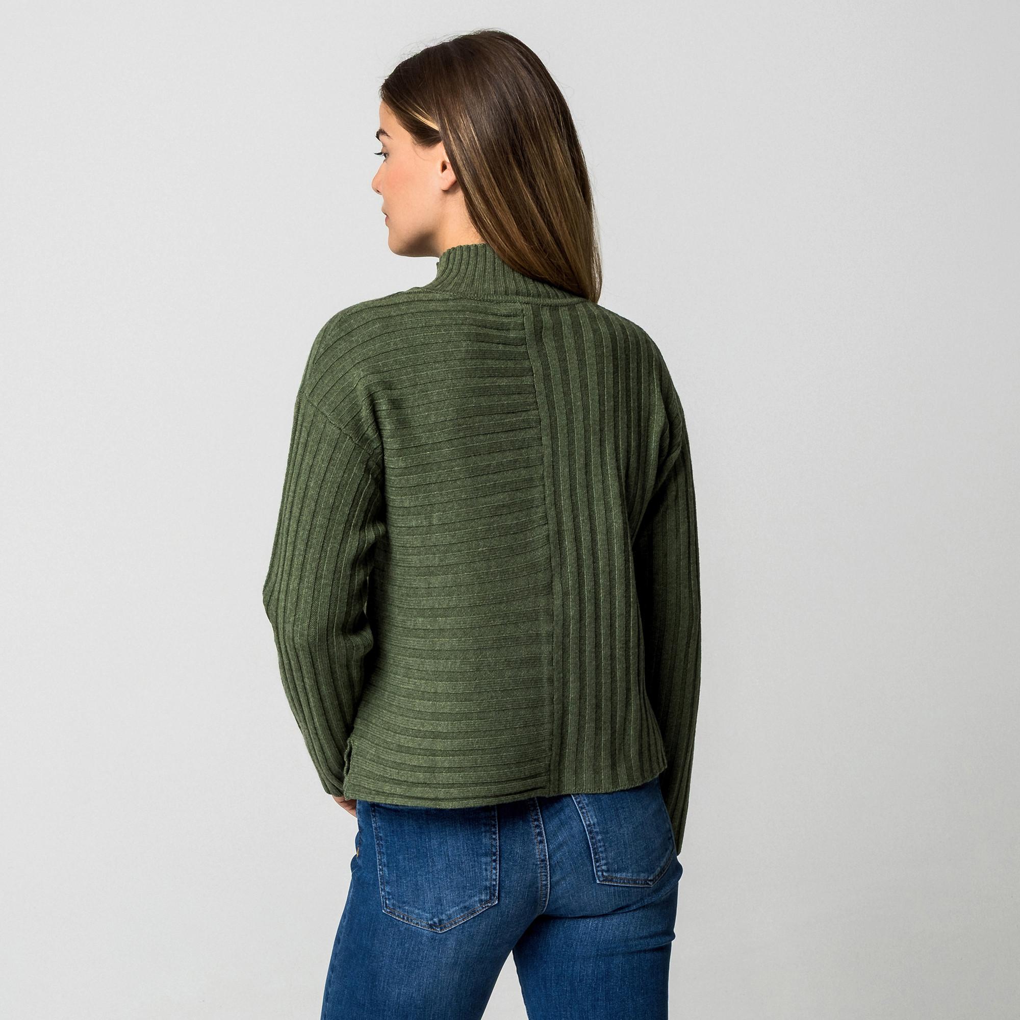 Manor Woman Pull en maille côtelée avec col montant  