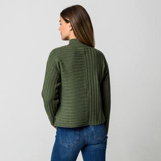 Manor Woman Pull en maille côtelée avec col montant  