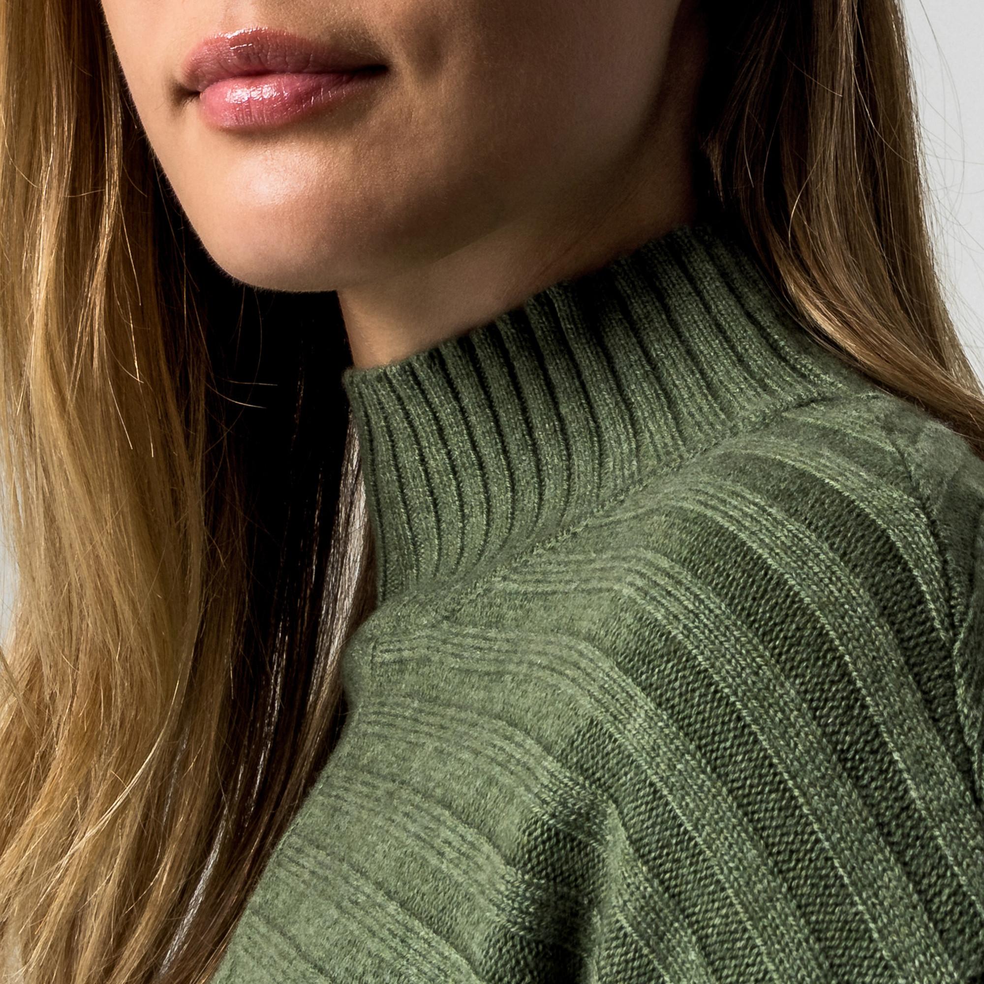 Manor Woman Pull en maille côtelée avec col montant  