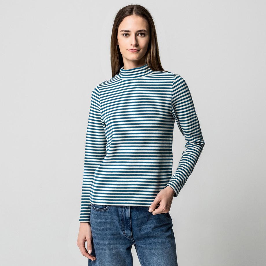 Manor Woman Felpa a coste a collo alto a righe  