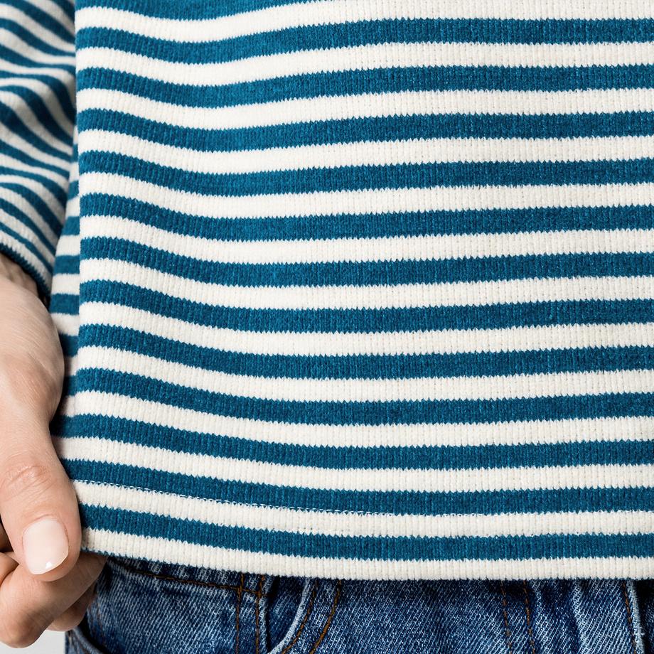 Manor Woman Felpa a coste a collo alto a righe  