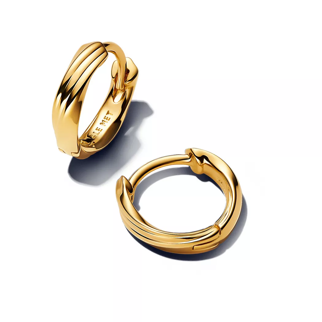 Pandora Gold Twisted Huggie Earrings