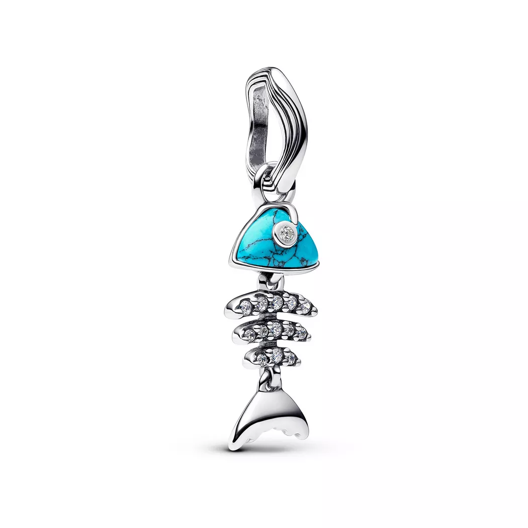 Pandora Silver Turquoise-coloured Fishbone Dangle Charm