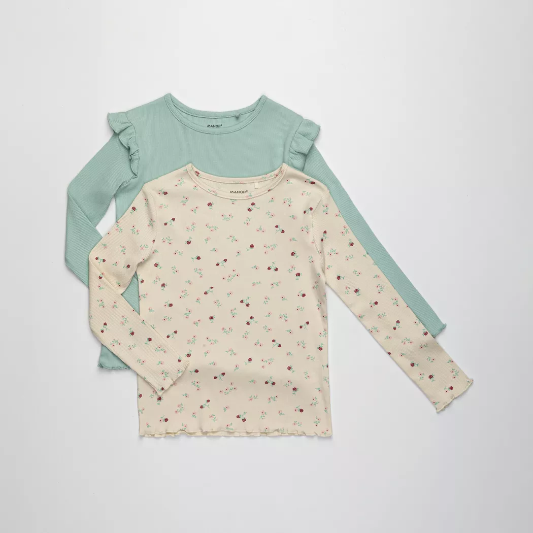 Manor Kids - Duopack, T-Shirts, langarm, 146-152, Mint 2