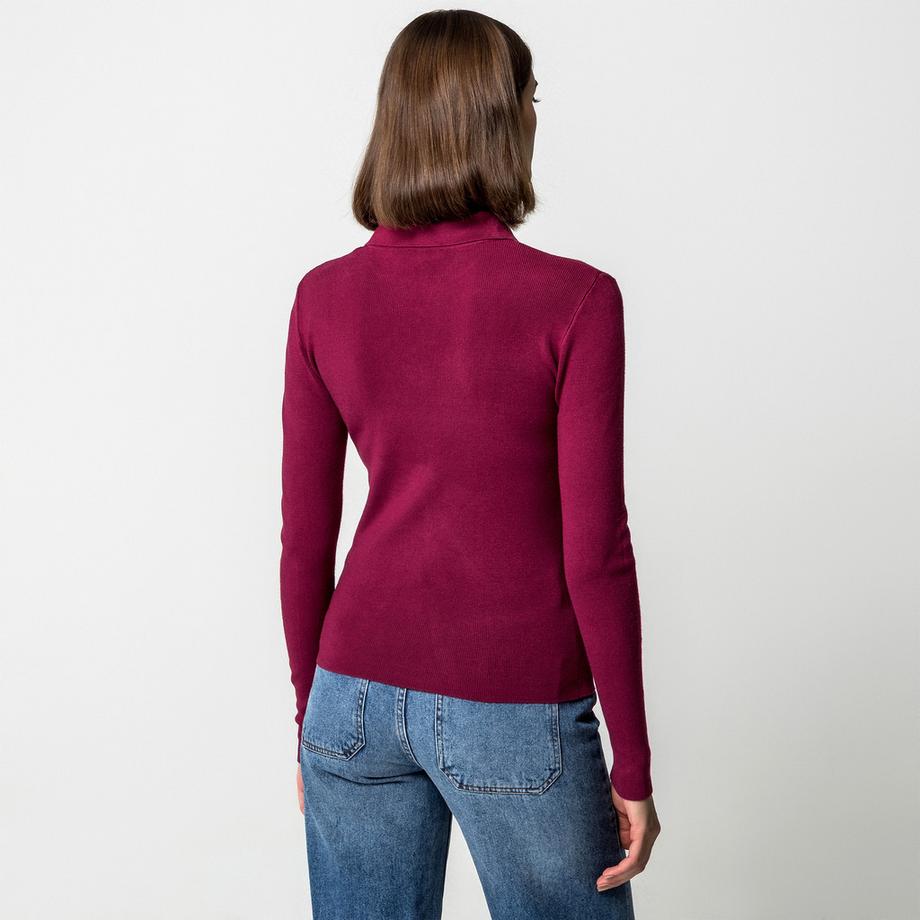 Manor Woman Pull Half-Zip en maille côtelée  
