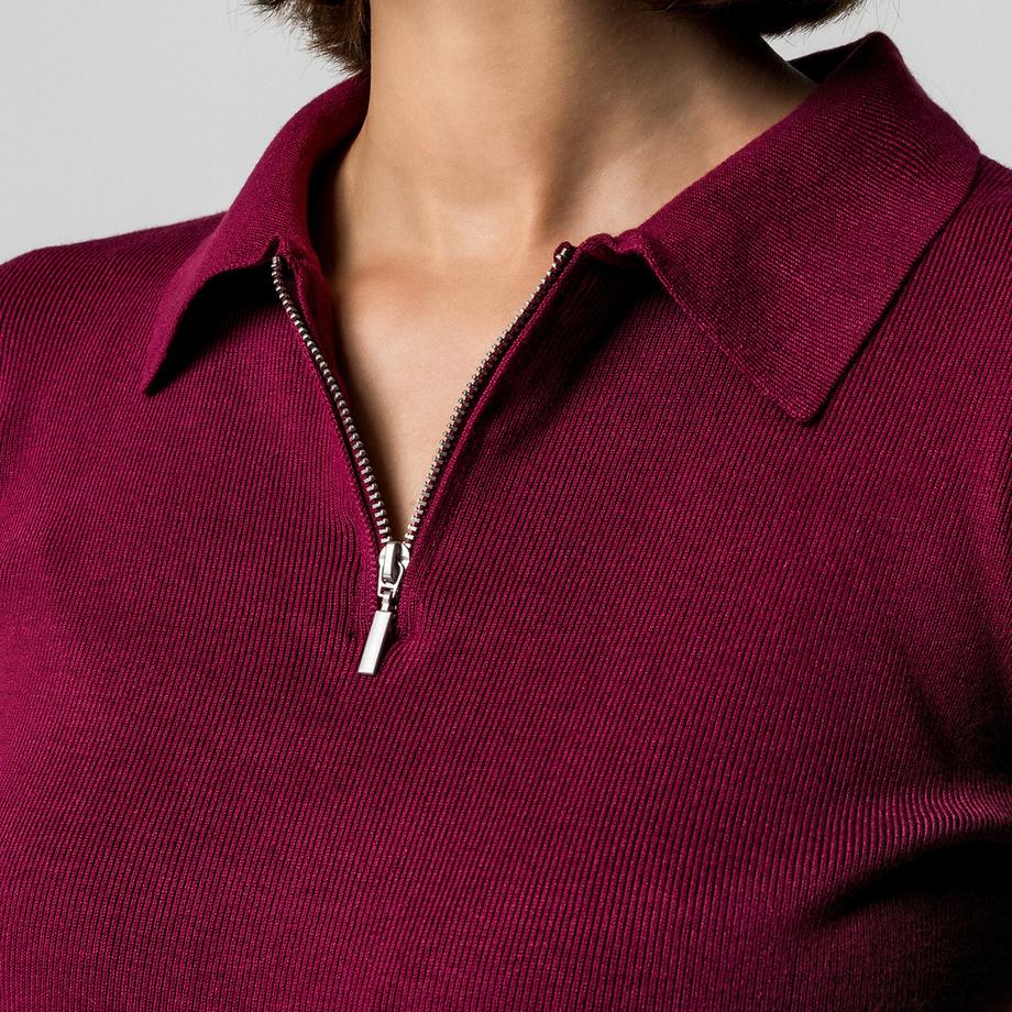 Manor Woman Pull Half-Zip en maille côtelée  
