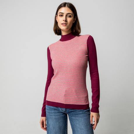 Manor Woman Maglione Collo Alto a Righe  
