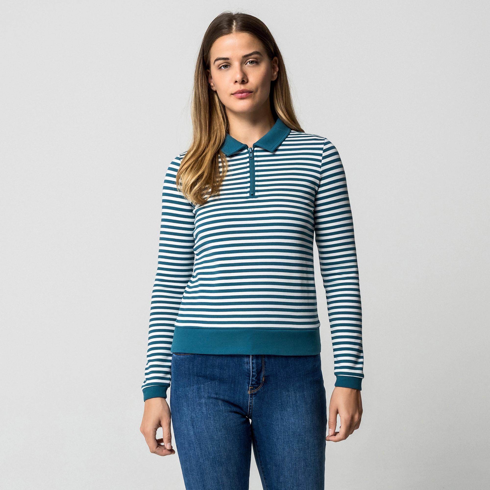 Manor Woman Gestreiftes Langarm Polo Shirt  