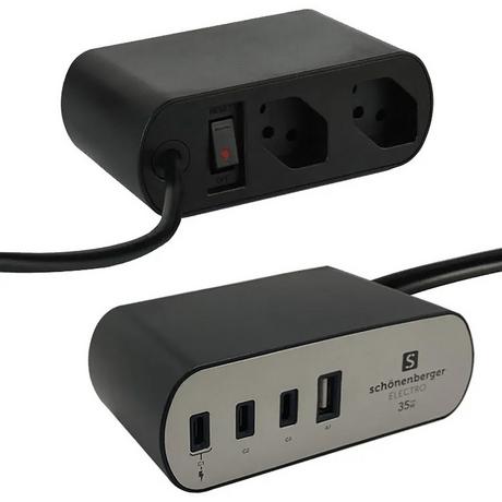 SCHOENENBERGER Steckdosenl. PowerHub,  3xUSB-C/1x Steckdosenleiste\n 
