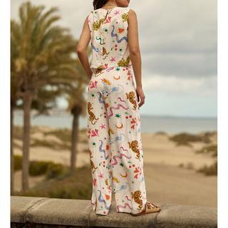 La Petite Etoile Pantalon Imprimé Taille Haute Jambe Large  