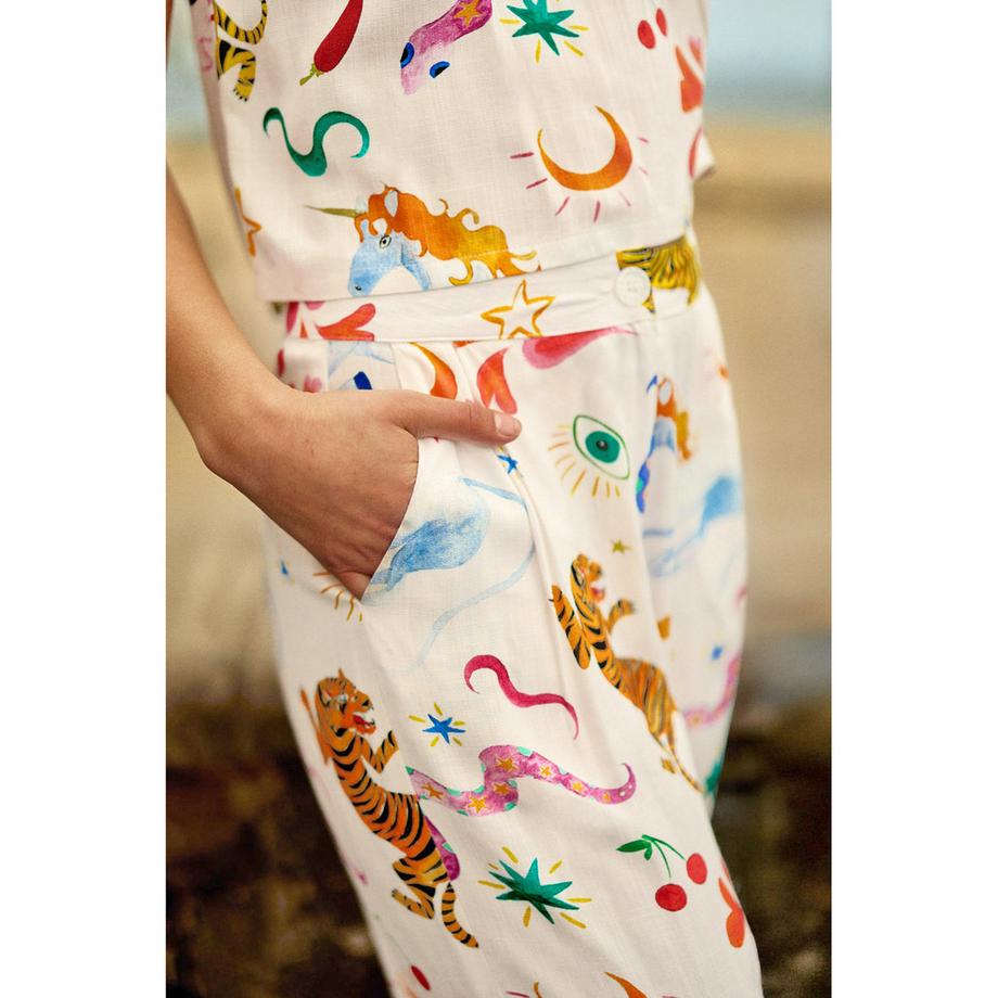 La Petite Etoile Bedruckte High Waist Weite Beinhose  