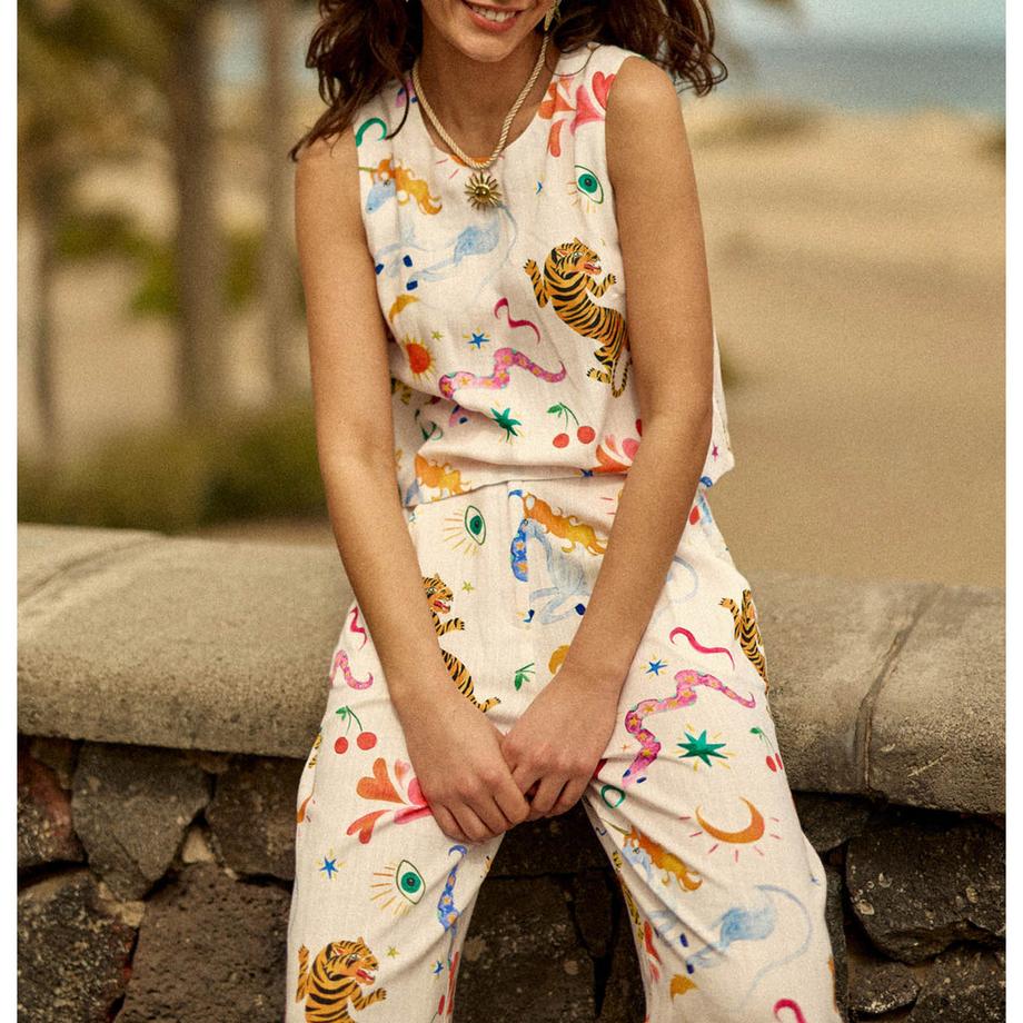 La Petite Etoile Bedruckte High Waist Weite Beinhose  