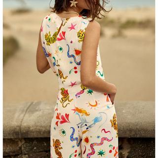 La Petite Etoile Pantalon Imprimé Taille Haute Jambe Large  