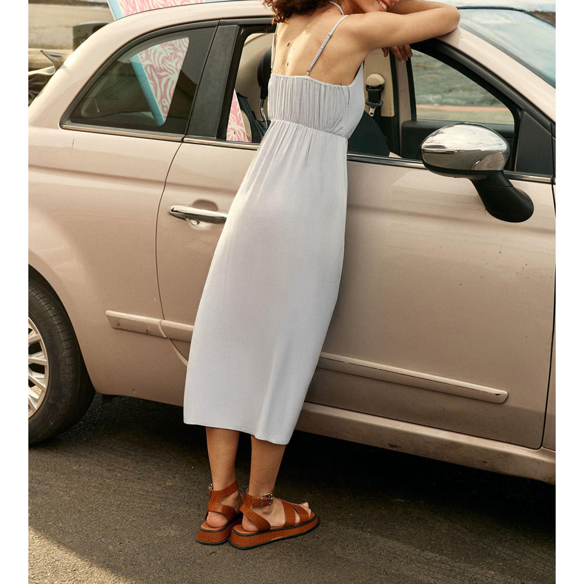 La Petite Etoile Robe Midi Sans Manches avec Patte de Boutonnage  