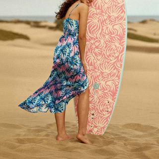 La Petite Etoile Palmenmuster Midi Kleid  