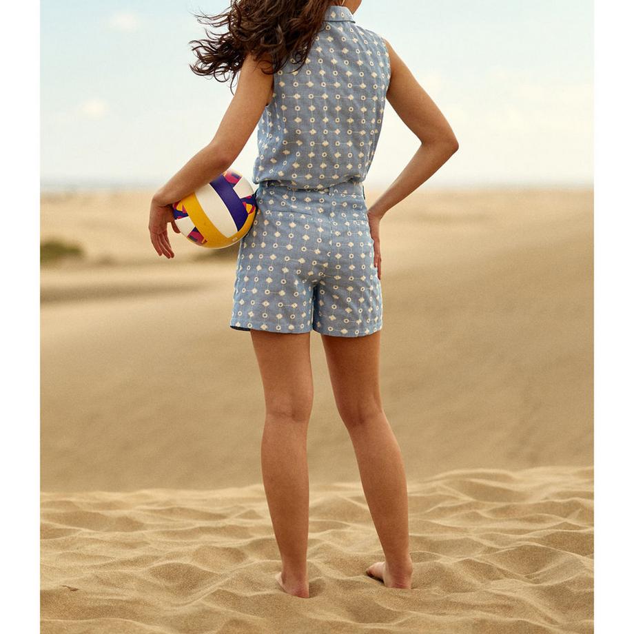 La Petite Etoile Ärmellose bestickte Knopfleistenbluse  