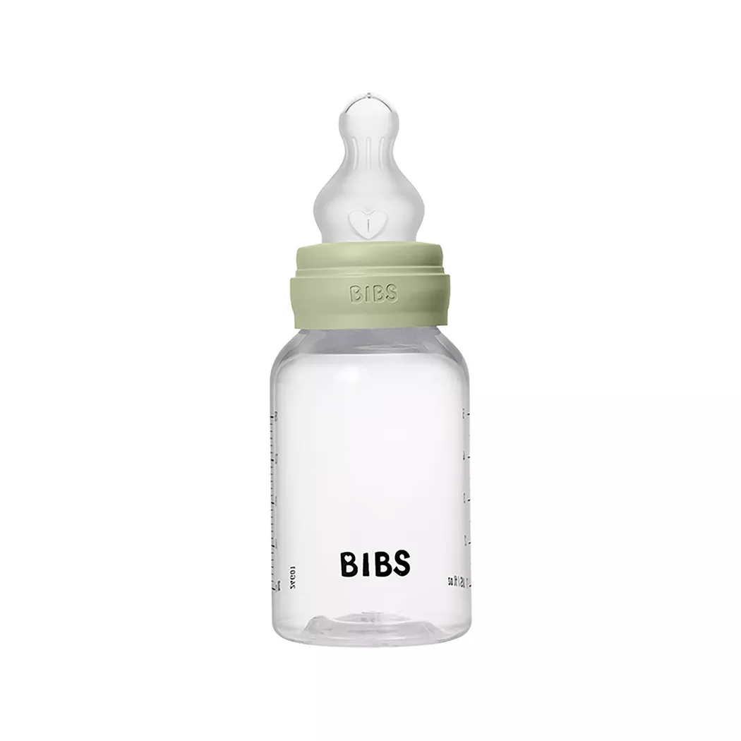 BIBS Baby Bottle Round Silicone 150 ml Slow Flow Sage - 1 stk.