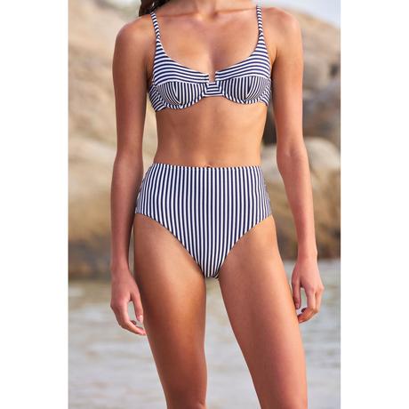 Etam Bas de Bikini Taille Haute Rayé  