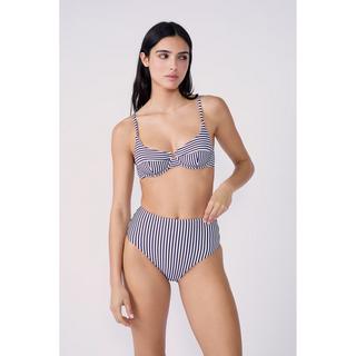 Etam Bas de Bikini Taille Haute Rayé  