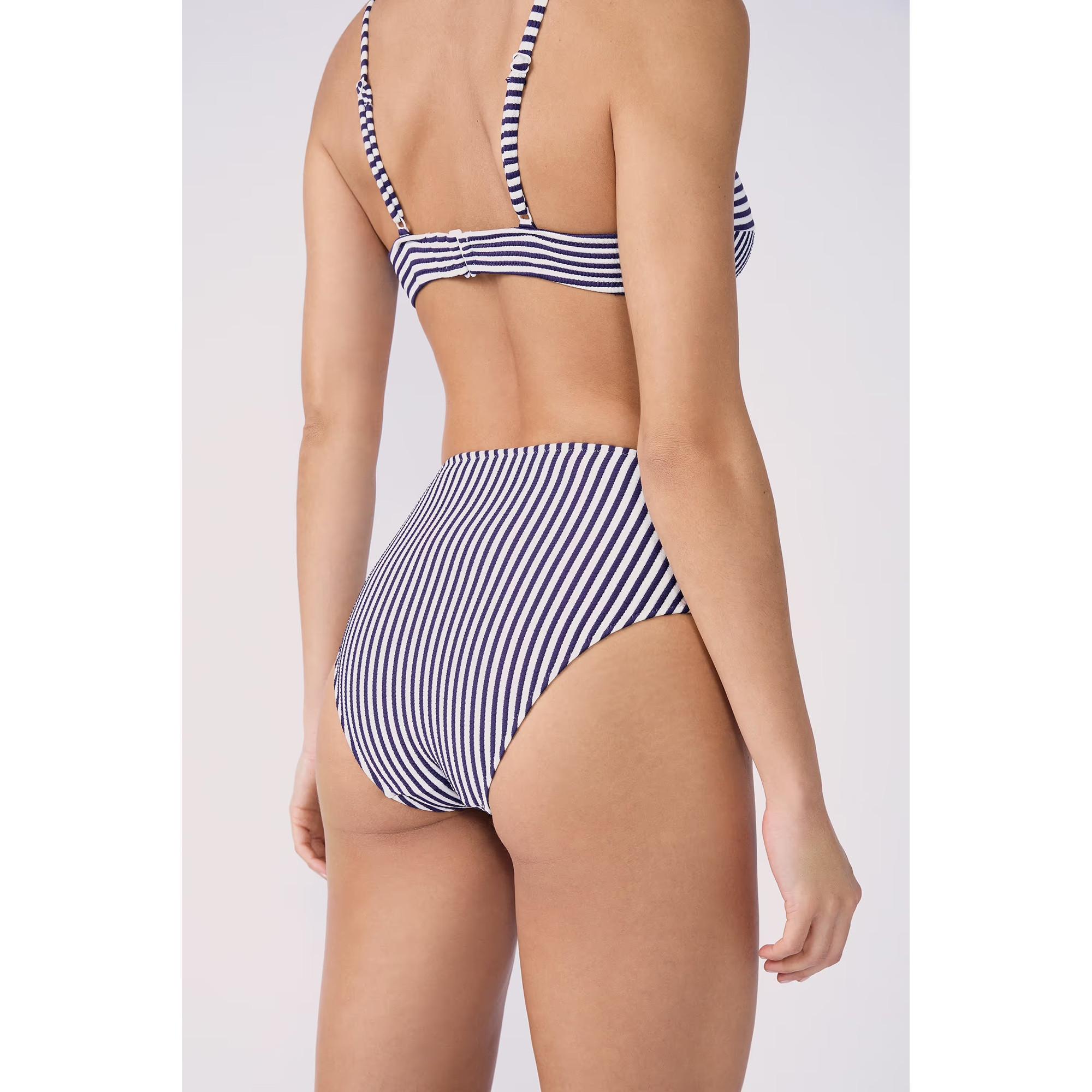 Etam Bas de Bikini Taille Haute Rayé  