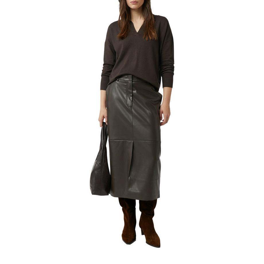 Comma Jupe Midi Aspect Cuir  