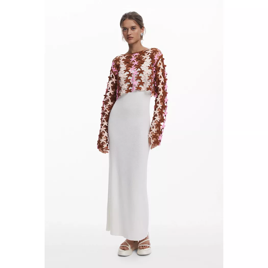 Desigual - Häkelkleid, für Damen, Weiss, Größe L