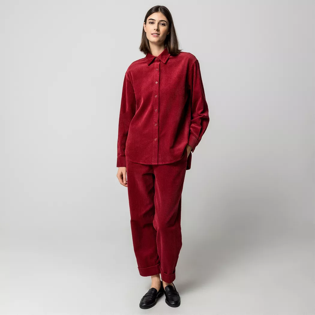 Manor Woman - Cord-Hemd, langarm, für Damen, Bordeaux, Größe 40