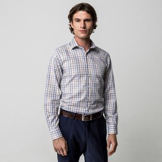 Manor Man Classic Fit Kariertes Langarmhemd  