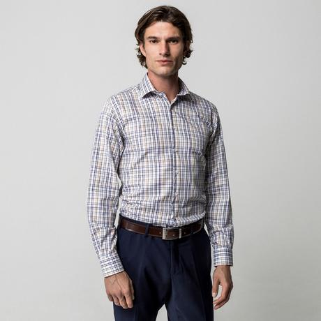 Manor Man Classic Fit Kariertes Langarmhemd  