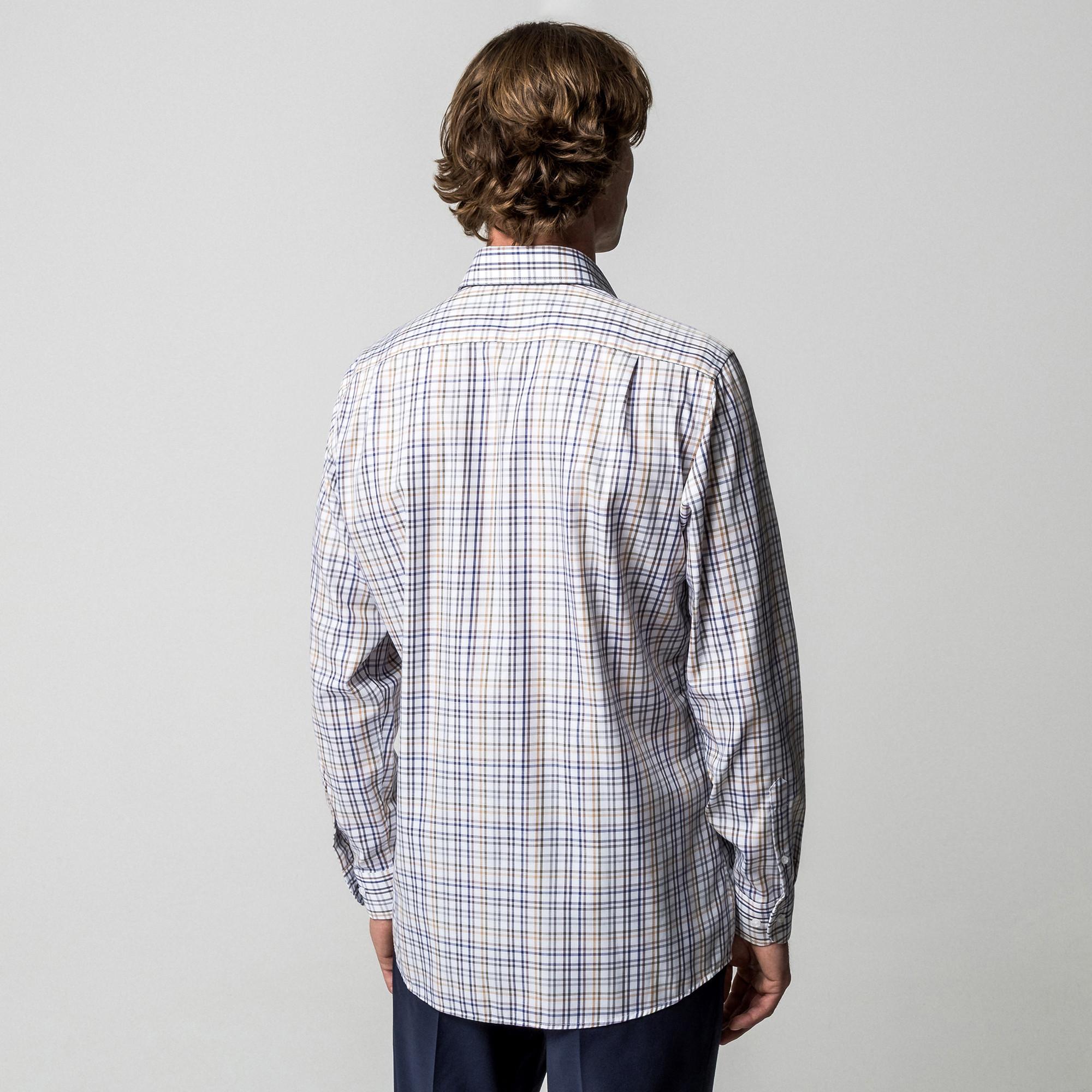 Manor Man Classic Fit Kariertes Langarmhemd  