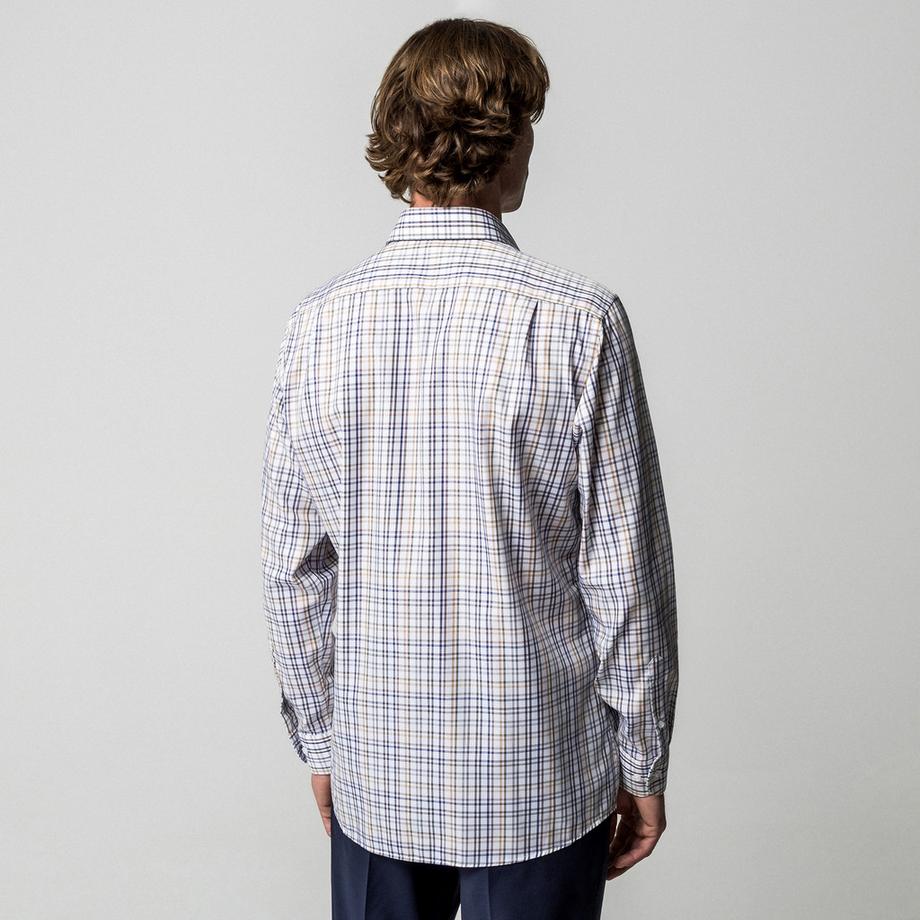 Manor Man Classic Fit Kariertes Langarmhemd  