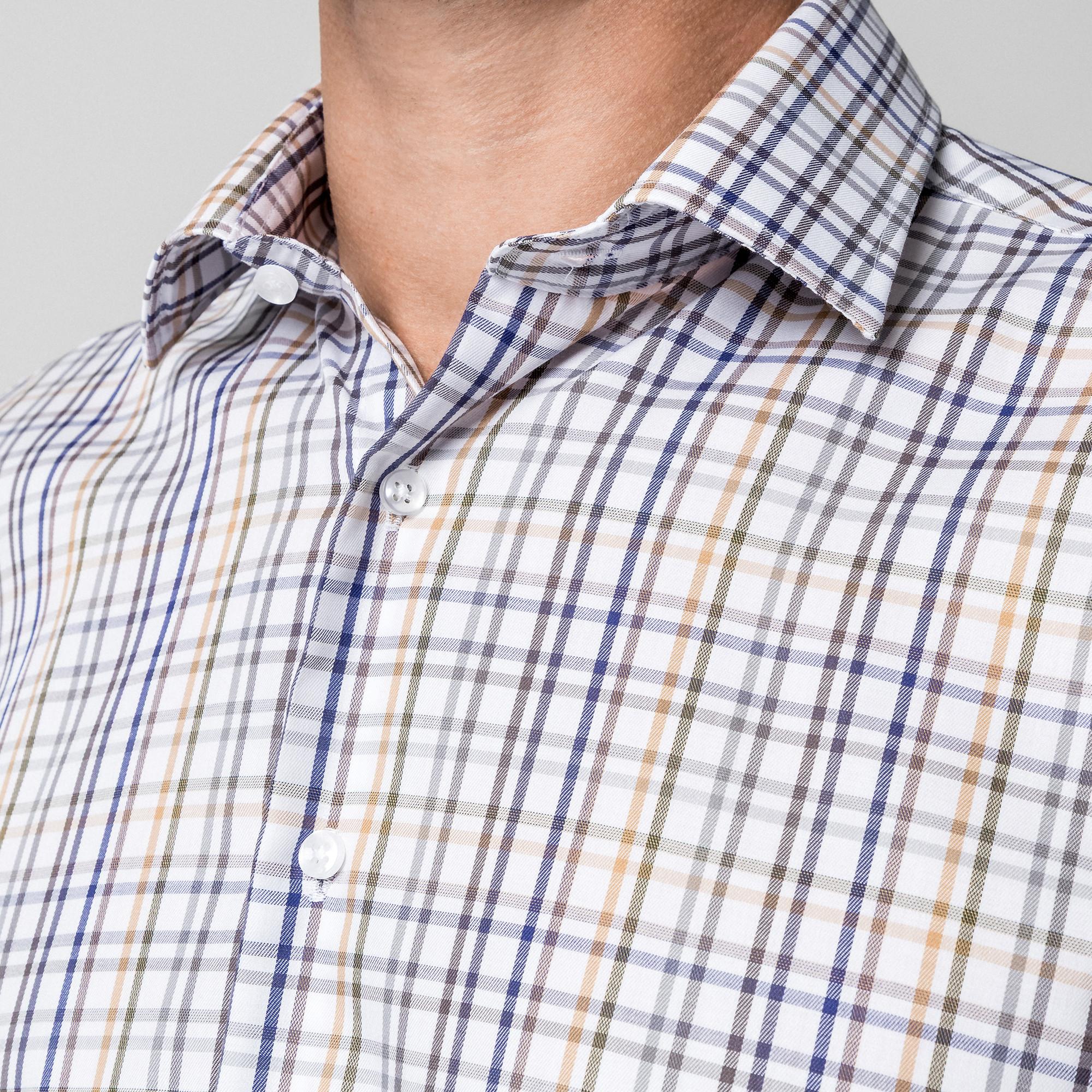 Manor Man Classic Fit Kariertes Langarmhemd  