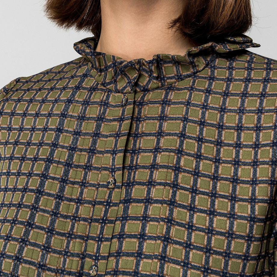 Manor Woman Mini Ausgestelltes Kleid mit Rüschen Stehkragen  