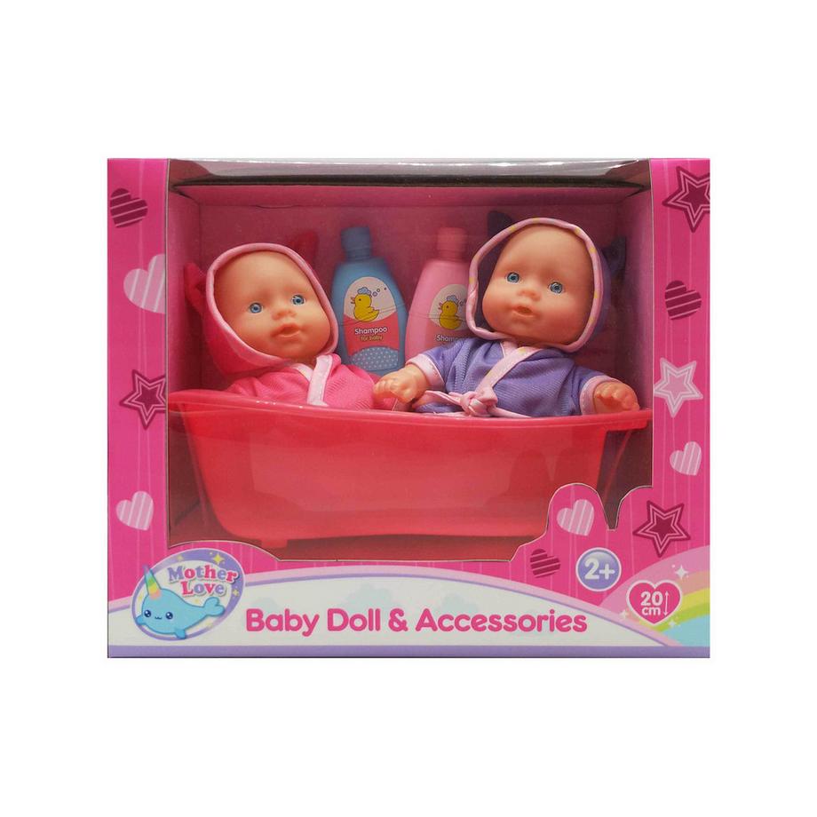 Mother Love  Bambole gemelle con vasca da bagno 