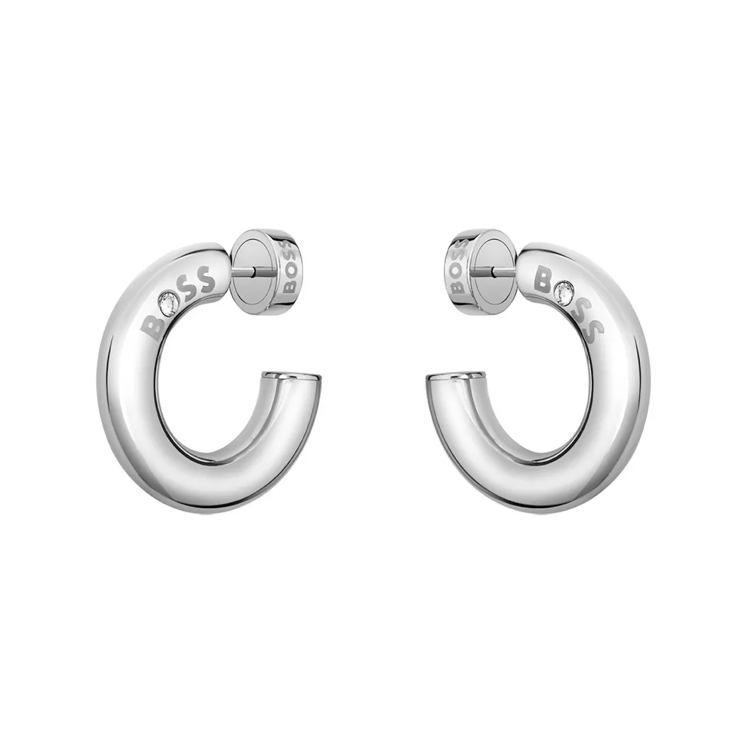 BOSS - Boucles d'oreilles, Live, 25mm, Argent