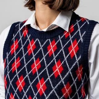 Manor Woman Gilet Argyle in Maglia Fine  