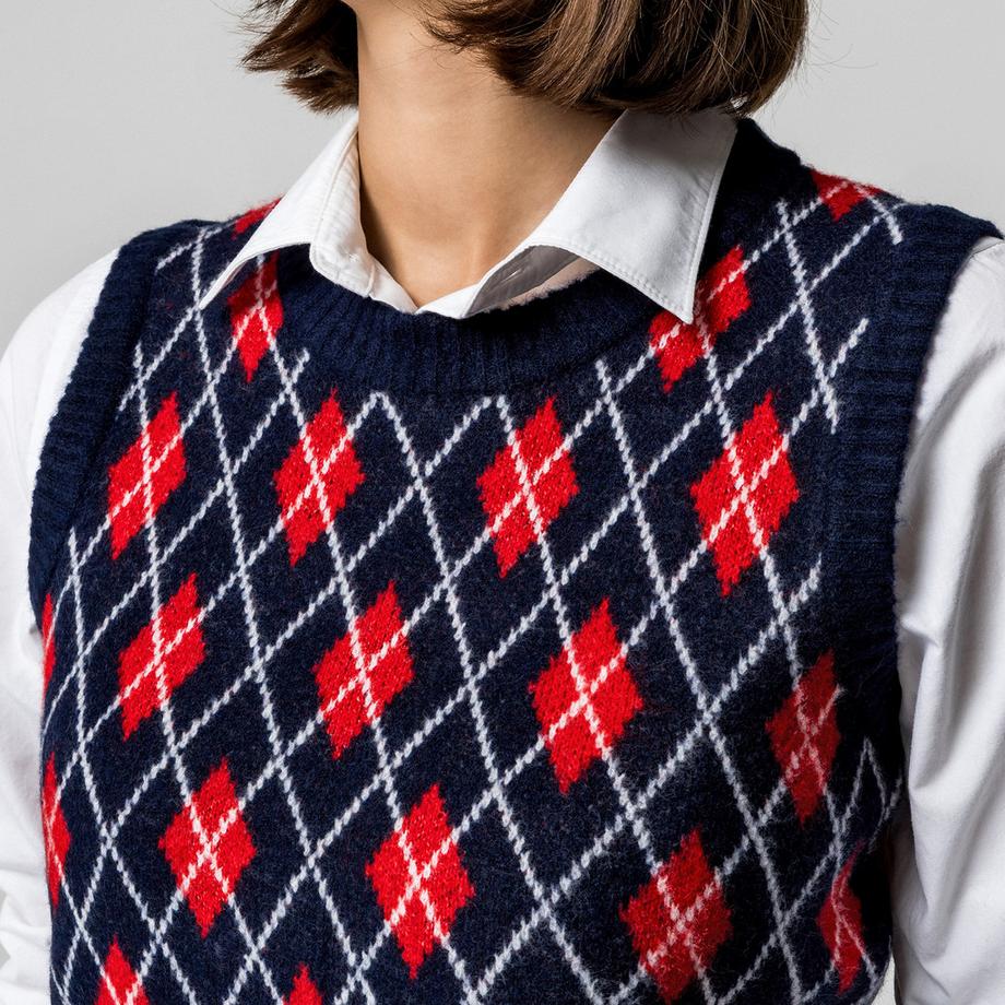 Manor Woman Gilet Argyle en Maille Fine  