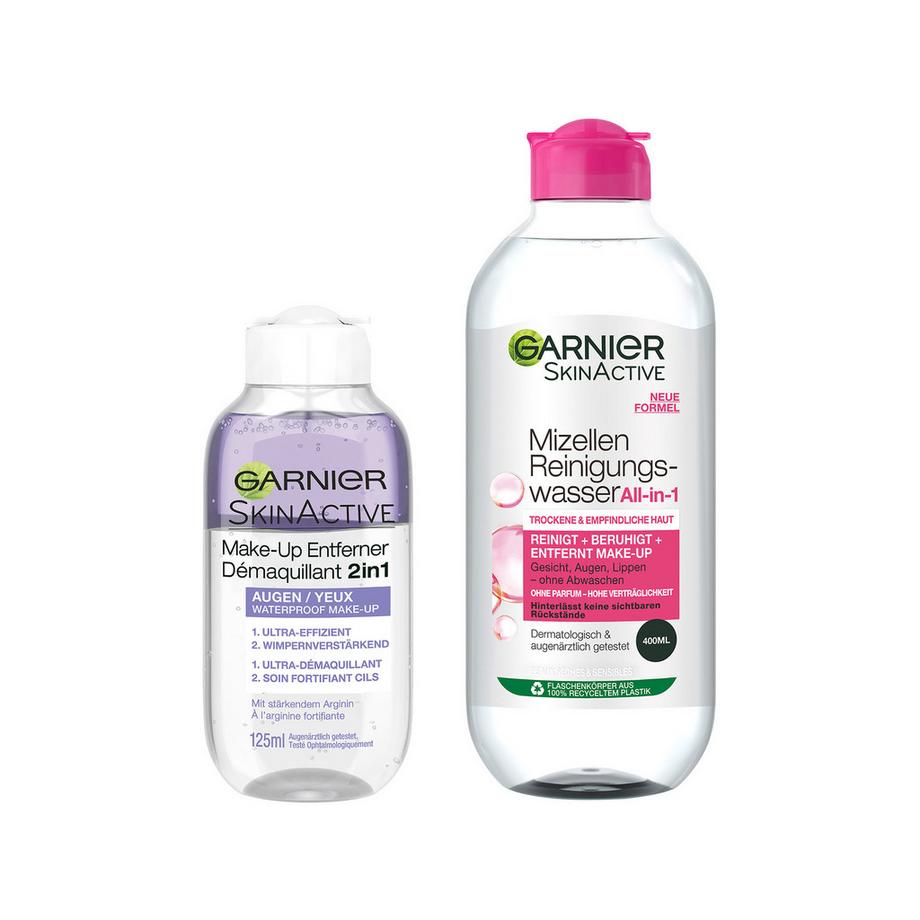 GARNIER  All-in-1 Mizellen Reinigungswasser + Make-Up Entferner 2in1 Augen 