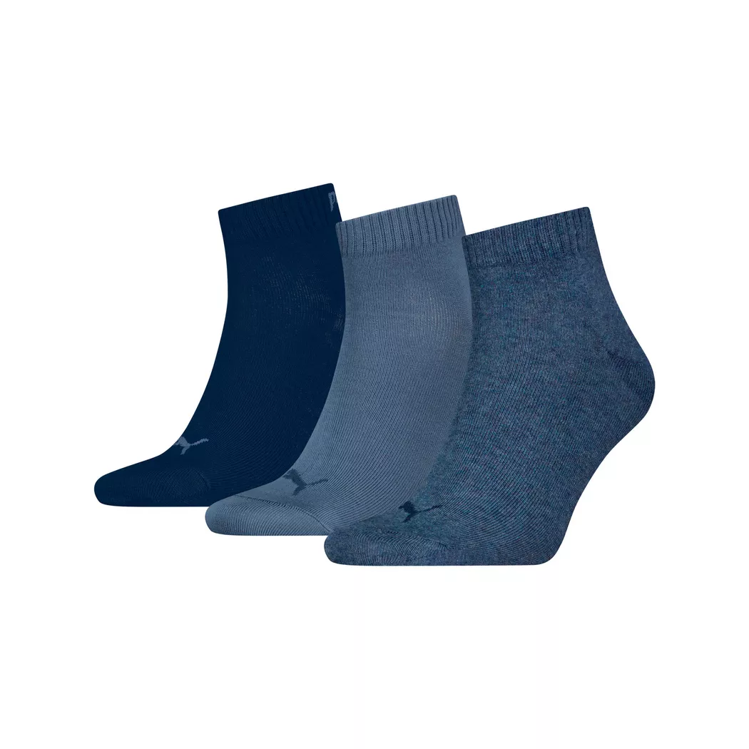 Kurzsocken PUMA "Socken Quarter Plain 3P 3er Pack", Herren, Gr. 39-42, blau (denim blau), Obermaterial: 68% Baumwolle CO. 18% Polyamid PA. 12% Polyester PES. 2% Elasthan EL., Socken
