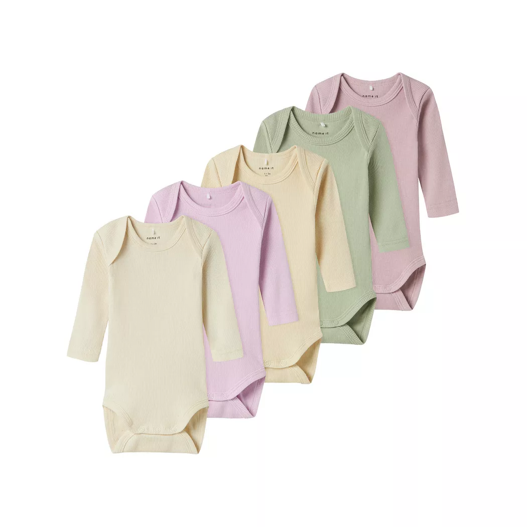 Name It Body à Manches Longues Solid Rib 5 Unités Winsome Orchid 2 Mois Filles