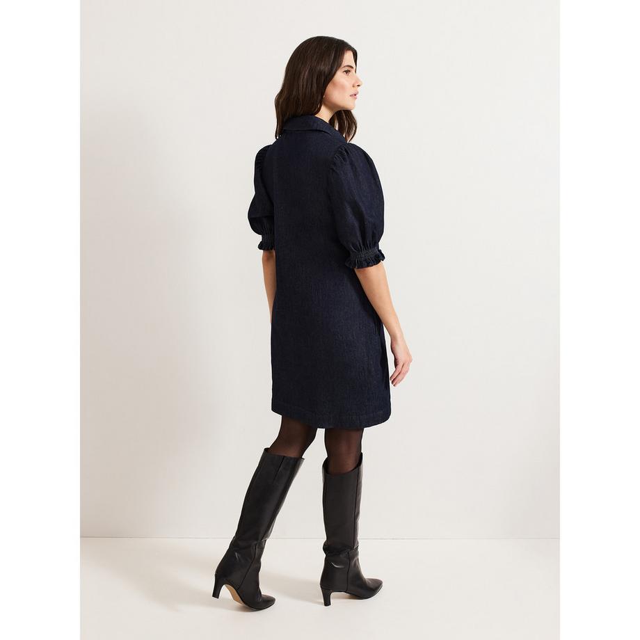 Phase Eight Candice Vestito in Jeans Maniche a Sbuffo  