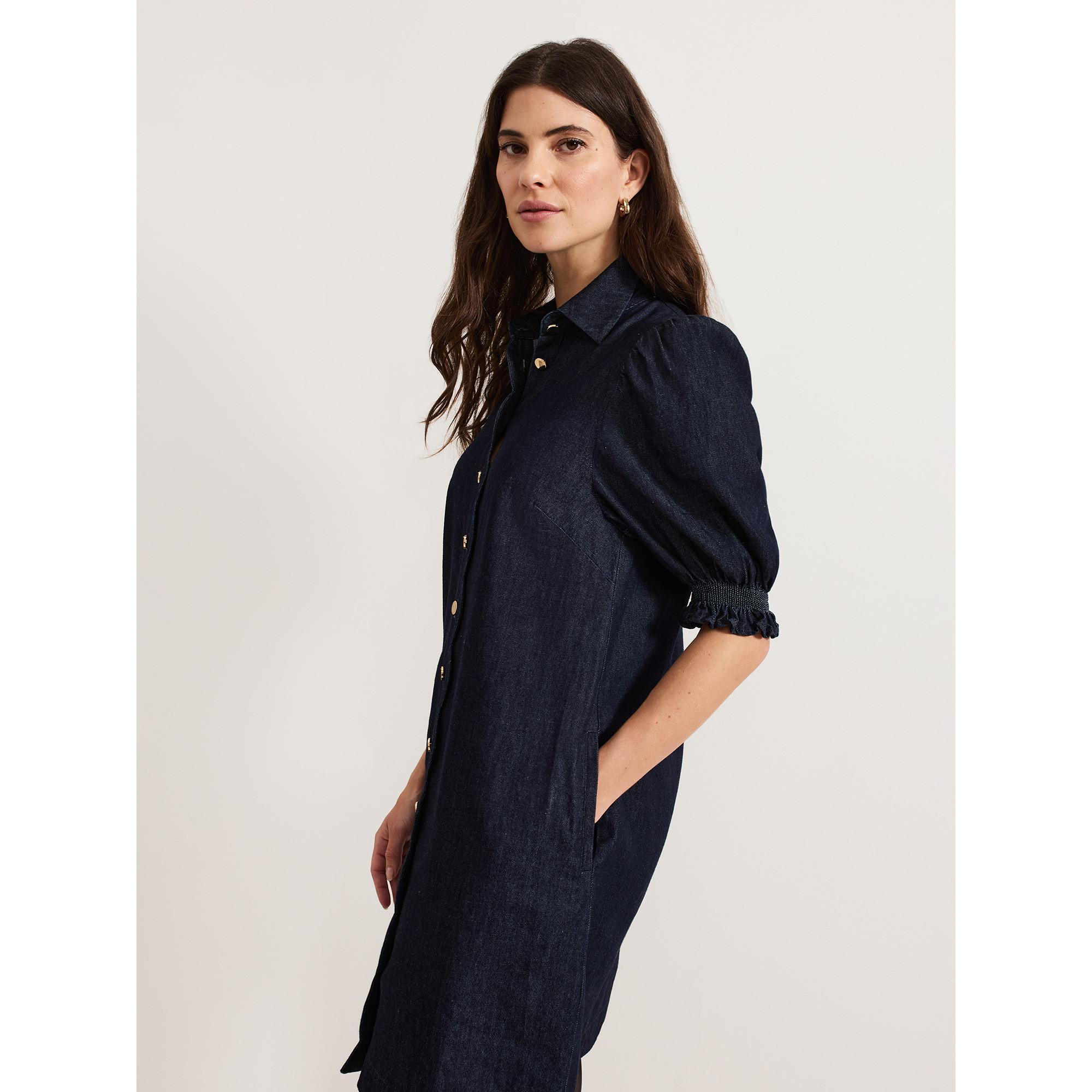 Phase Eight Candice Robe en Jean Manches Bouffantes  
