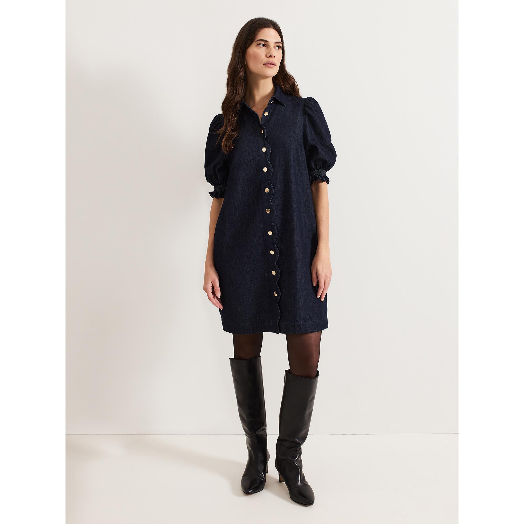 Phase Eight Candice Robe en Jean Manches Bouffantes  
