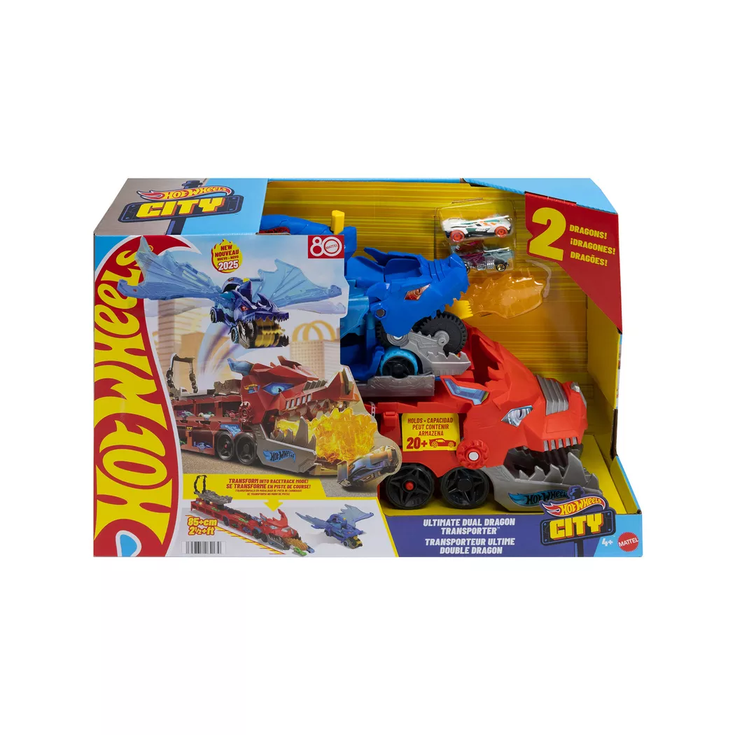 Hot Wheels - City 2-in-1 Drachen Transporter, Multicolor