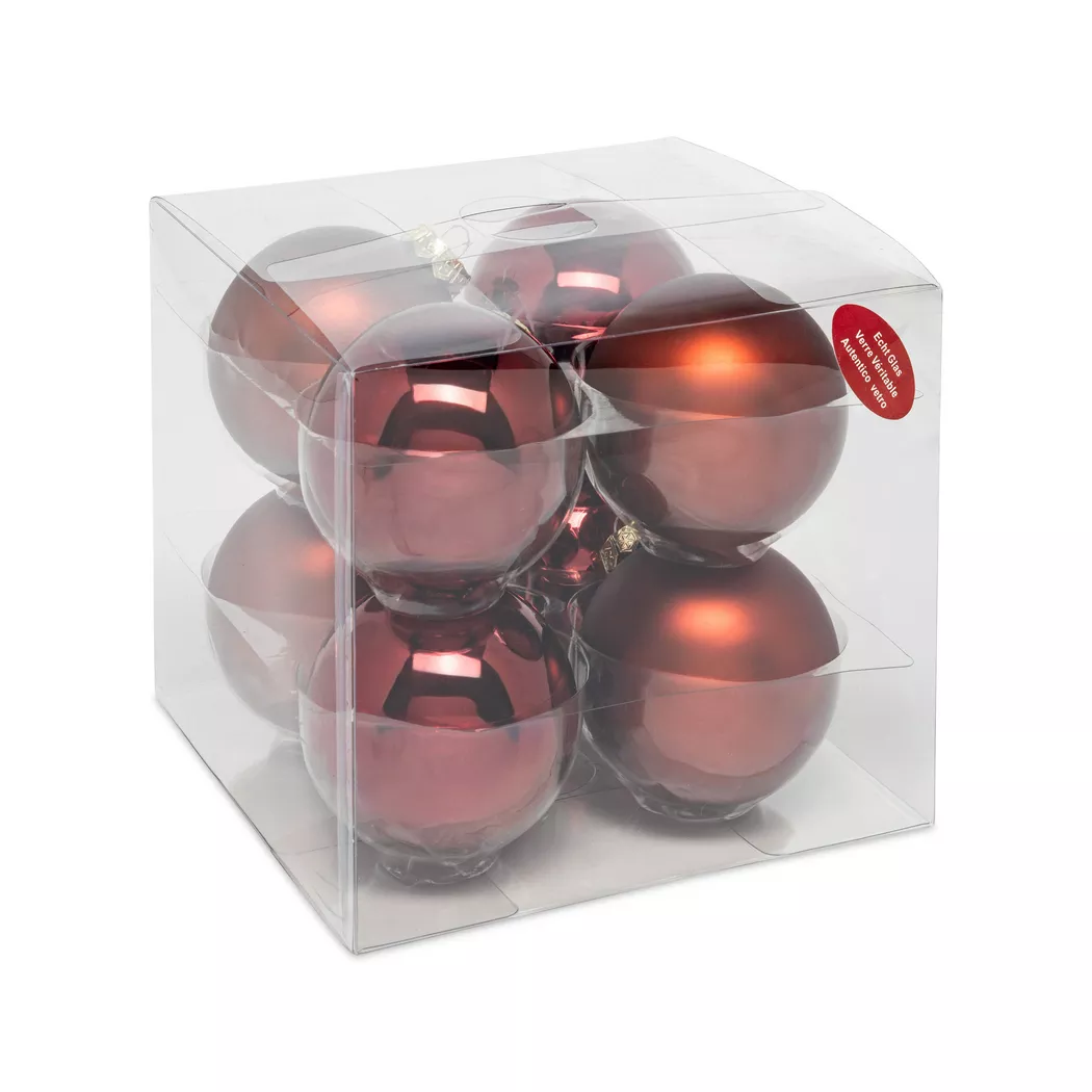 Manor - Weihnachtskugel Set, 8 cm durchm., Dunkelrot