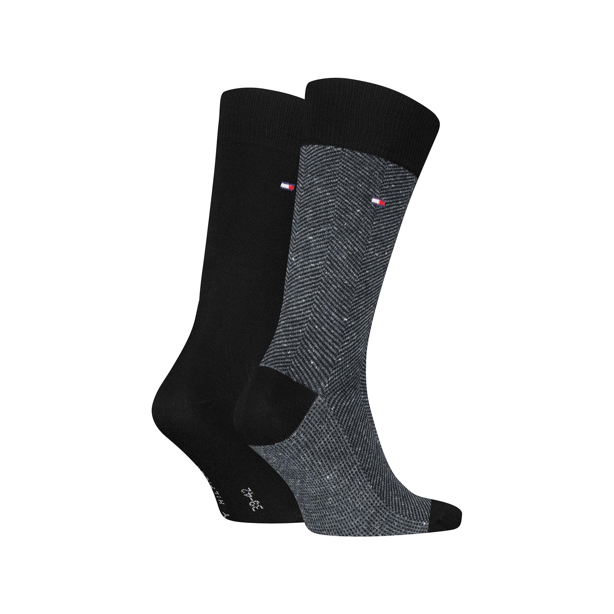 TOMMY HILFIGER Wadenlange Socken 2er-Pack Fischgrät und Uni  