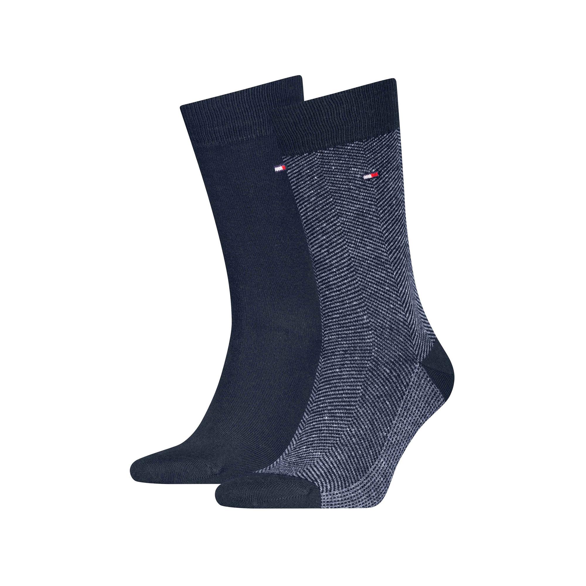 TOMMY HILFIGER Wadenlange Socken 2er-Pack Fischgrät und Uni  