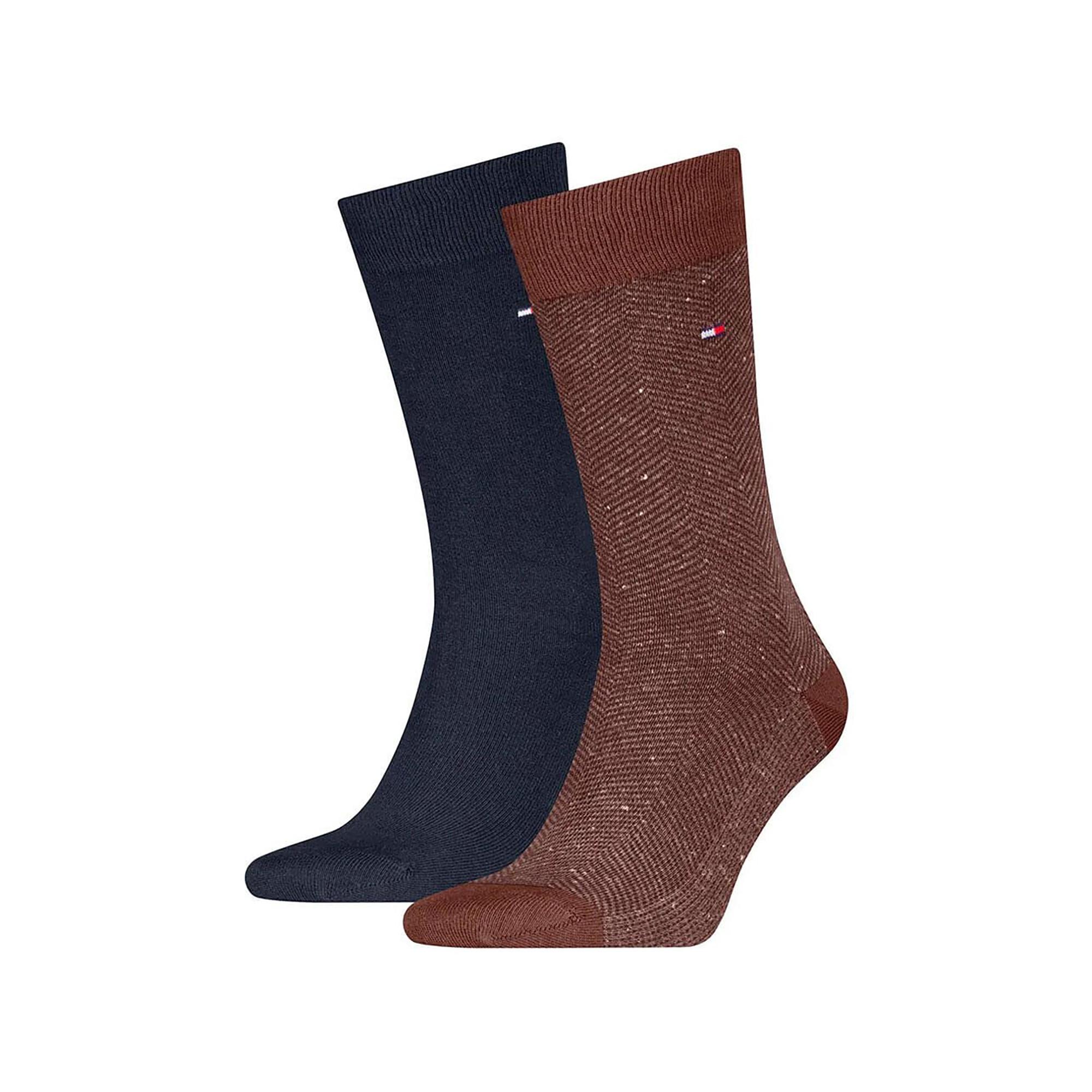 TOMMY HILFIGER Wadenlange Socken 2er-Pack Fischgrät und Uni  